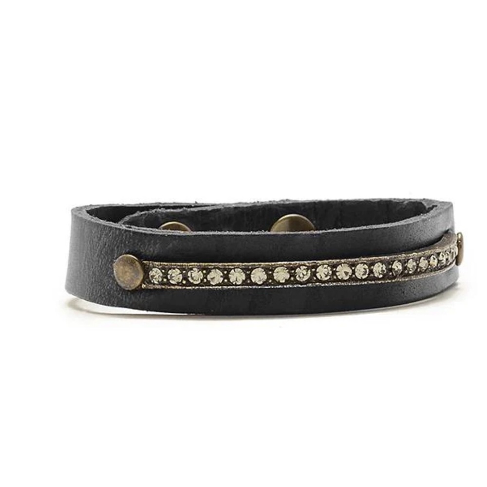 Rebel Black Leather Studded Bracelet